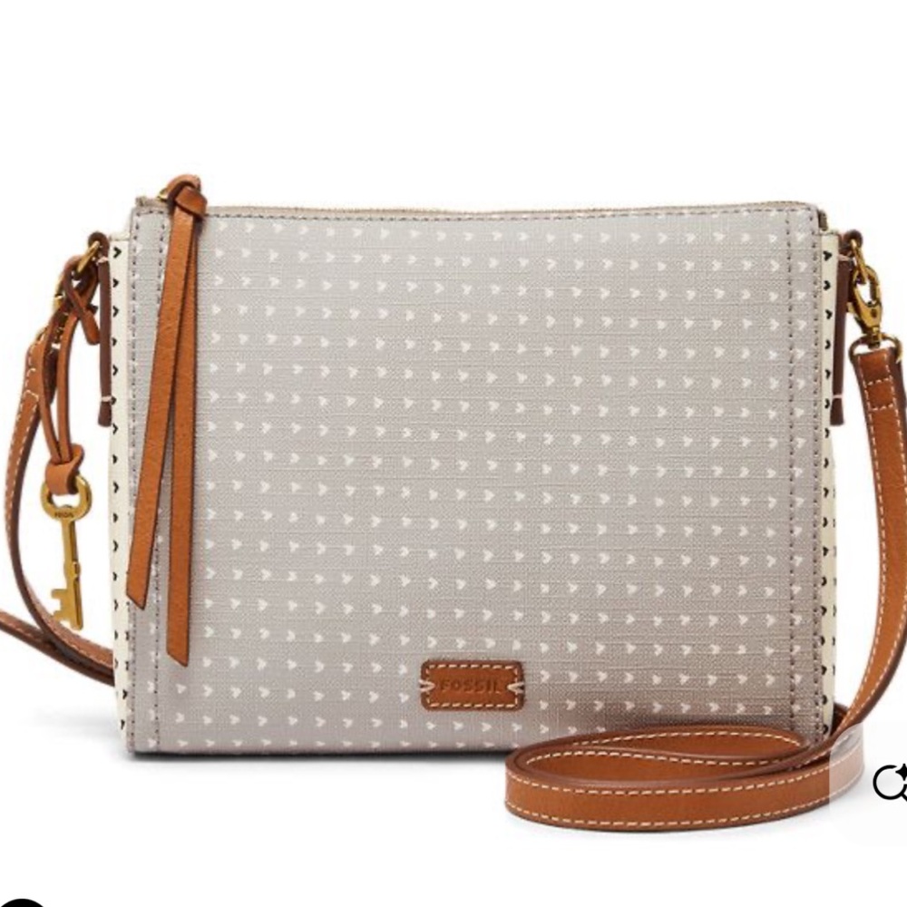 Fossil Emea Beige and Brown Crossbody Bag